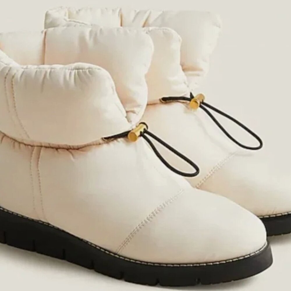 NEW J. Crew Elsa Puffer Boots with‎ Primaloft In Dusty Ivory Winter Bungee Sz 8